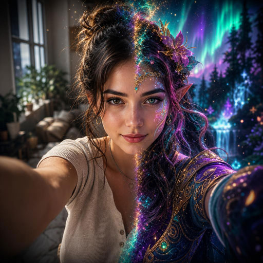 Portrait transformed with AI image editing