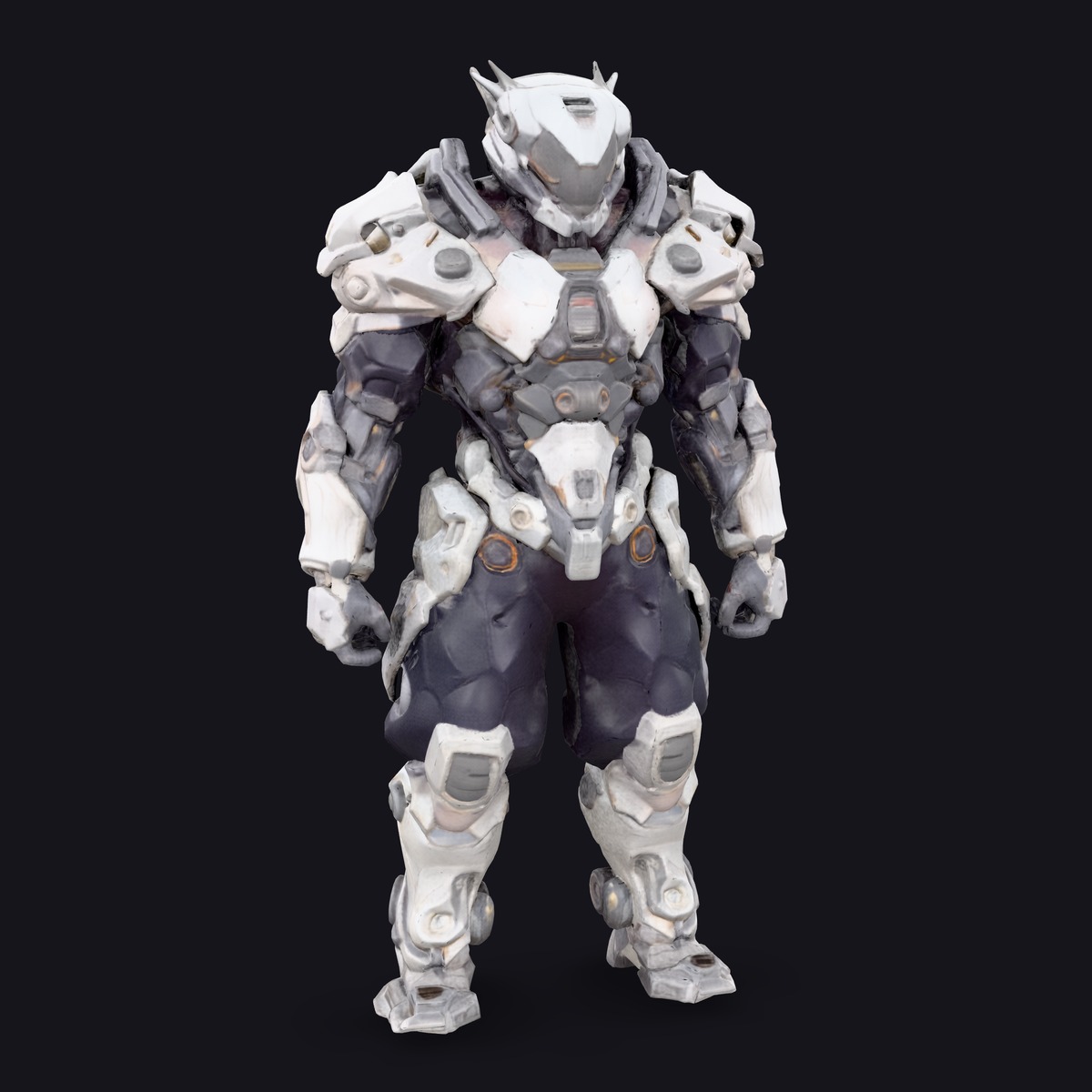 A textured 3D model of a white-armored sci-fi character created with Pixal3D