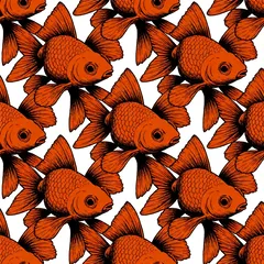 The second photo: an orange goldfish pattern on white