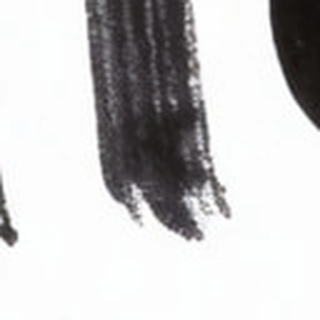 A 128 pixel crop of the bottom of the painted letter l enlarged eight times with Lanczos resizing