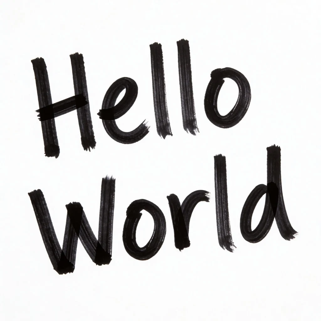 The complete Hello World brush painting with a crop box over the bottom of the second l in Hello